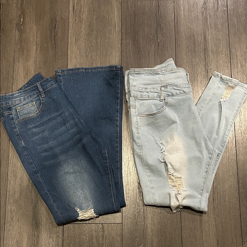 Denim Women's High Waisted Skinny Jeans and Flare Jeans. 2 for the price of 1!